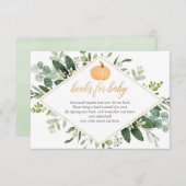 秋カボチャ赤ちゃんシャワー緑の本のリクエスト エンクロージャーカード (正面/裏面)