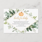 秋カボチャ赤ちゃんシャワー緑の本のリクエスト エンクロージャーカード (正面)