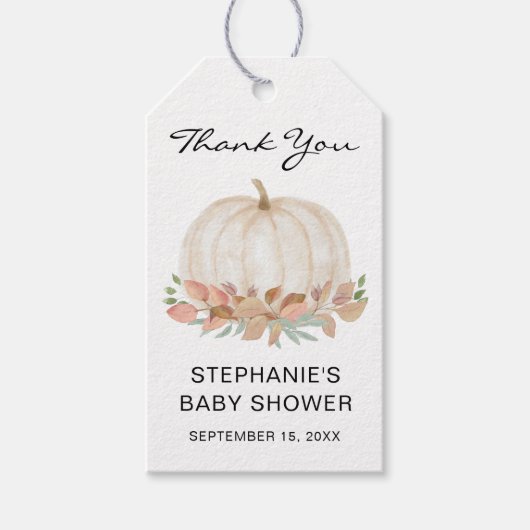 秋カボチャ赤ちゃんシャワー ギフトタグ (正面)