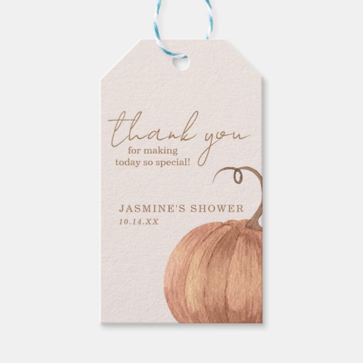 秋カボチャ赤ちゃんシャワー ギフトタグ (正面)