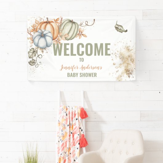 秋カボチャ赤ちゃんシャワー 横断幕 (インサイチュ)