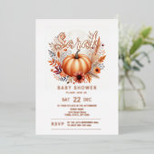 秋カボチャ赤ちゃんシャワー 箔招待状 (立ち正面)