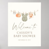 秋カボチャ赤ちゃん服ベビシャワーウェルカムサイン ポスター (正面)