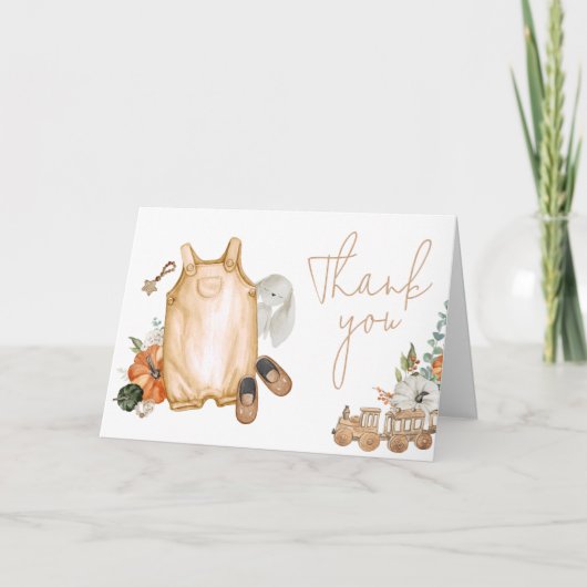 秋カボチャ赤ちゃん服ベビーシャワー サンキューカード (正面)