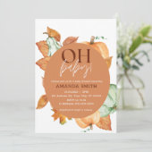 秋カボチャ赤ちゃん男女兼用シャワー、オベビー 招待状 (スタンド正面)