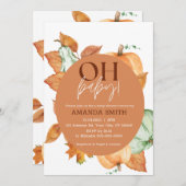 秋カボチャ赤ちゃん男女兼用シャワー、オベビー 招待状 (正面/裏面)