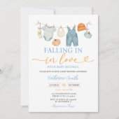 秋カボチャ赤ちゃん衣赤ちゃんシャワー秋 招待状 (正面)