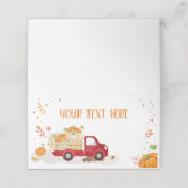 秋カボチャ赤トラック食品ラベル折り畳みテント プレイスカード (外部開封)