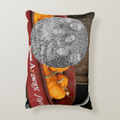 秋カボチャ赤ワゴンあなたの写真を追加 アクセントクッション (裏面(縦))