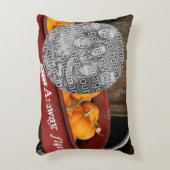 秋カボチャ赤ワゴンあなたの写真を追加 アクセントクッション (正面(垂直))