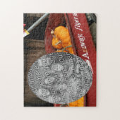 秋カボチャ赤ワゴンあなたの写真を追加 ジグソーパズル (縦)