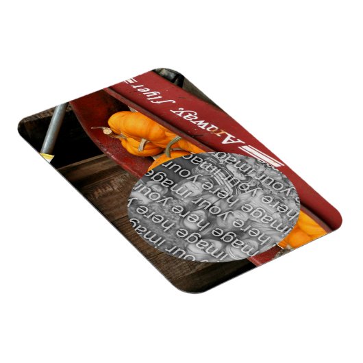 秋カボチャ赤ワゴンあなたの写真を追加 マグネット (右側)