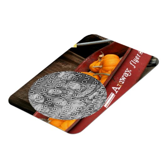 秋カボチャ赤ワゴンあなたの写真を追加 マグネット (左側)