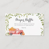 秋カボチャ車の赤ちゃんシャワーおむつラッフルカード エンクロージャーカード (正面)