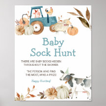 秋カボチャ農場動物ベビー靴下狩り