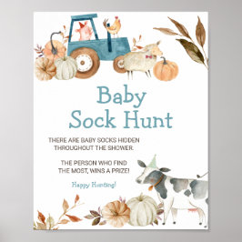 秋カボチャ農場動物ベビー靴下狩り ポスター