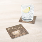 秋カボチャ金ゴールドホワイトカントリー素朴ズ結婚 スクエアペーパーコースター (インサイチュ)