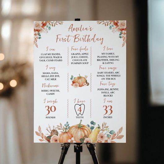 秋カボチャ1stバースデーマイルストーンサイン ポスター