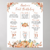 秋カボチャ1stバースデーマイルストーンサイン ポスター (正面)