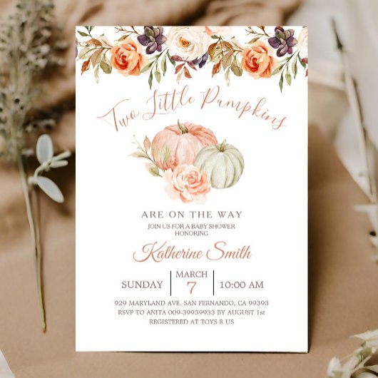 秋カボチャ2リトルカボチャ赤ちゃんシャワー 招待状
