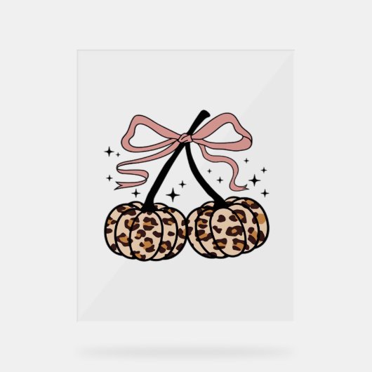 秋カボチャ、かぼちゃのさくらんぼ、ヒョウかぼちゃのP アクリルサイン (正面)