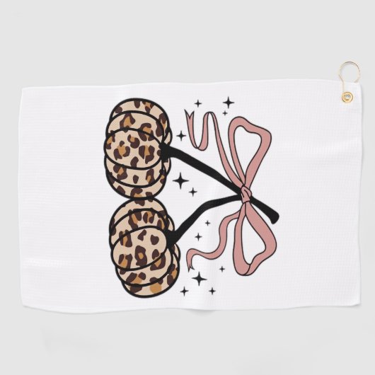 秋カボチャ、かぼちゃのさくらんぼ、ヒョウかぼちゃのP ゴルフタオル (横)