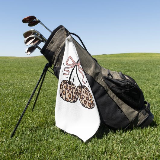 秋カボチャ、かぼちゃのさくらんぼ、ヒョウかぼちゃのP ゴルフタオル (グリーン)