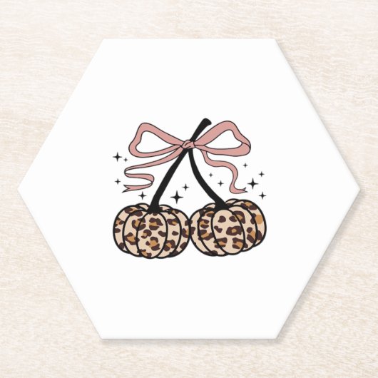 秋カボチャ、かぼちゃのさくらんぼ、ヒョウかぼちゃのP ペーパーコースター (正面)
