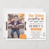 秋カボチャ&アップルサイダーフォトバースデーパーティー 招待状 (正面)