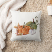 秋カボチャ（オレンジ、白、緑） クッション (ブランケット)