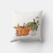 秋カボチャ（オレンジ、白、緑） クッション (裏面)