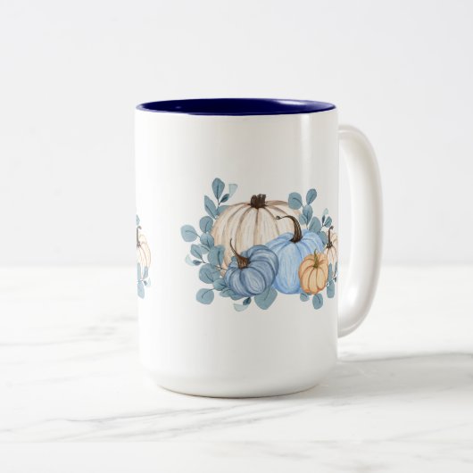 秋カボチャ・コーヒーマグ、ファームハウス秋・カボチャ ツートーンマグカップ (正面右)