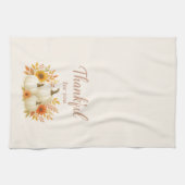 秋カボチャ&サンフラワーズ | 感謝祭エレガント キッチンタオル (横)