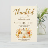 秋カボチャ&サンフラワーズ | 感謝祭エレガント 招待状 (スタンド正面)