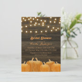 秋カボチャ&ストリングライト素朴ブライダルシャワー 招待状 (スタンド正面)