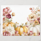 秋カボチャ&フラワーズ秋スケープブック紙 (正面/裏面)