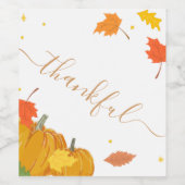 秋カボチャ&リーフサンクスギビングディナー感謝 ワインラベル (シングルラベル)