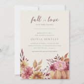 秋カボチャ&ワイルドフラワーズ秋ベビーシャワー 招待状 (正面)