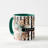 秋カボチャ – 白黒カボチャストライプンス マグカップ (正面左)