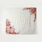 秋カボチャ&秋ワイルドフラワーズイベント背景 タペストリー (正面(横))