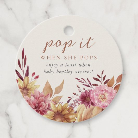 秋カボチャ&秋ワイルドフラワーベビーシャワー フェイバータグ (正面)