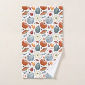 秋カボチャ&紅葉パターン バスタオルセット (ハンドタオル)