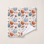 秋カボチャ&紅葉パターン バスタオルセット (ウォッシュタオル)