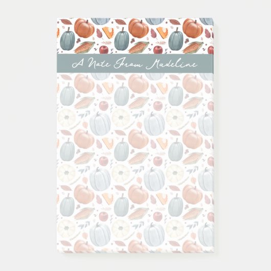 秋カボチャ&紅葉パターン ポストイット (正面)