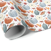 秋カボチャ&紅葉パターン ラッピングペーパー (ロールコーナー)