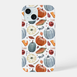 秋カボチャ&紅葉パターン iPhone 15ケース