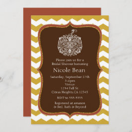 秋カボチャ&金ゴールドシェブロンエレガント招待状 招待状