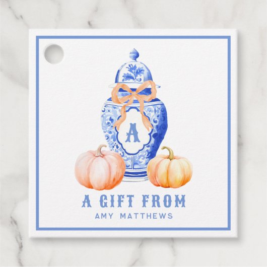 秋カボチャ | Ginger パーソナライズされた Jar フェイバータグ (正面)