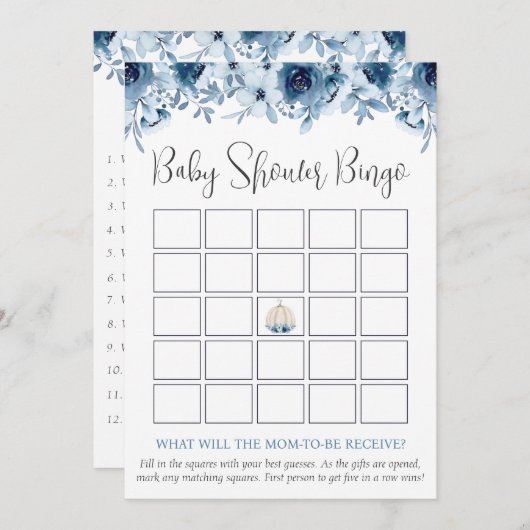 秋カボチャBingo推測誰が赤ちゃんシャワーゲーム 招待状 (正面/裏面)