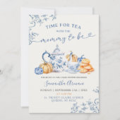 秋カボチャChinoiserieベビーシャワーティーパーティー 招待状 (正面)